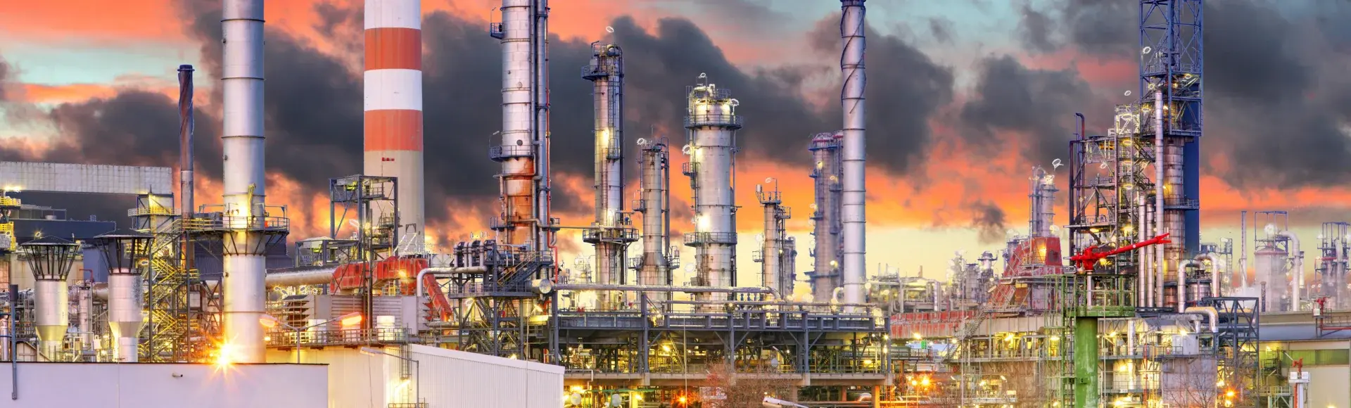 Factory with smoke from pipes