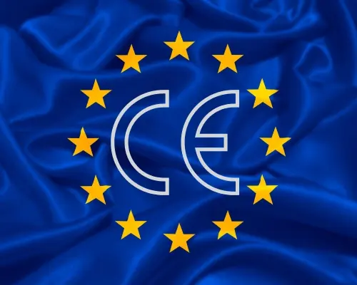 CE marking on European flag