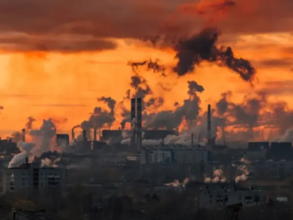 Factories emitting CO2 in the air Factories emitting CO2 in the air