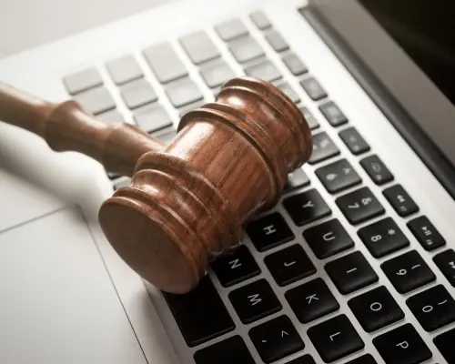 Hammer of a judge on a laptop