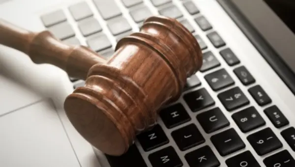 Hammer of a judge on a laptop