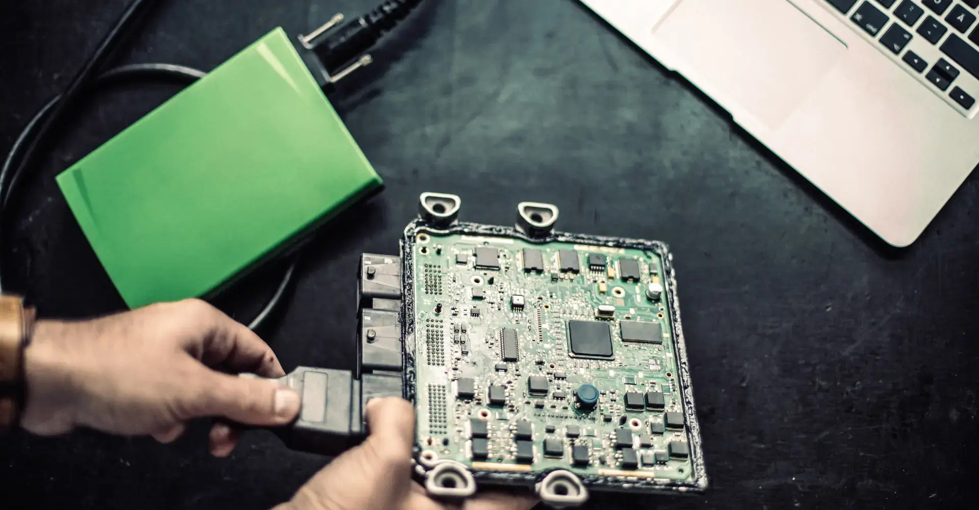 Motherboard in electronics being tested