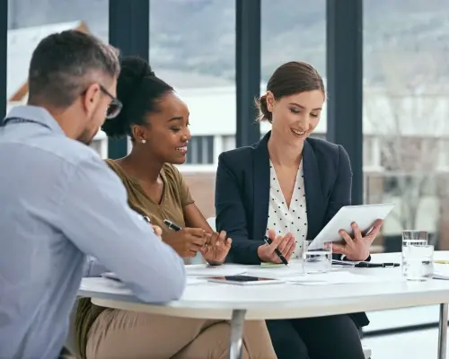 collega's overleggen over verschil interne en externe audit