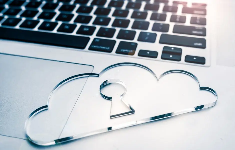 laptop keyboard with a digital cloud lock