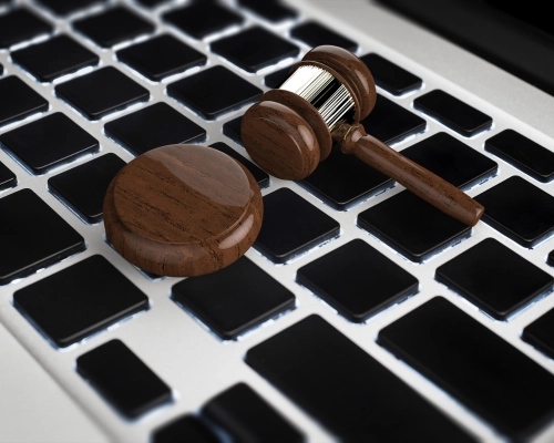 rechtershamer op laptop