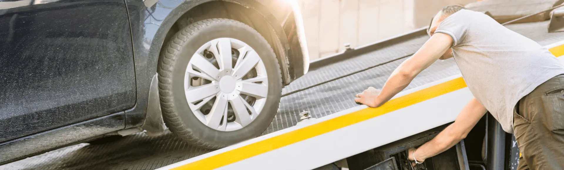car is lifted on a tow truck