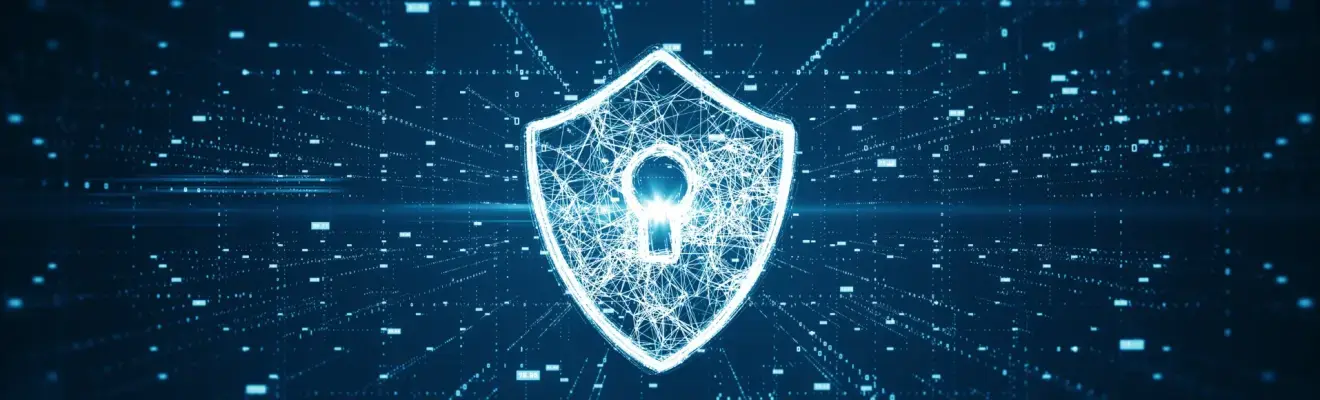 Lock floating in cyber space