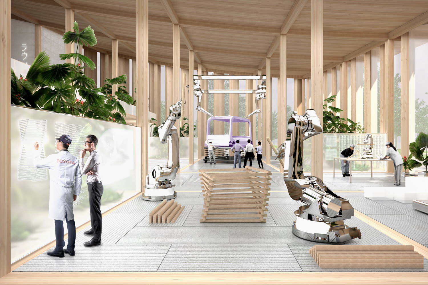 Im Mix aus traditioneller japanischer Holzbaukunst und assistierenden Robotern sollen die Häuser entstehen