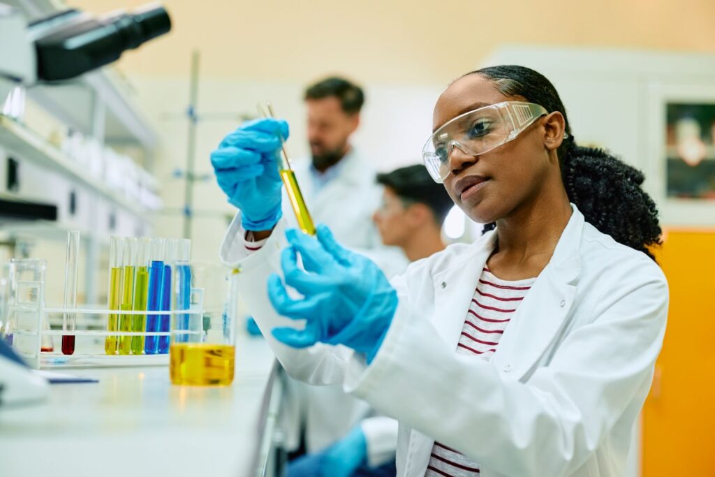 young researcher holding a test tube