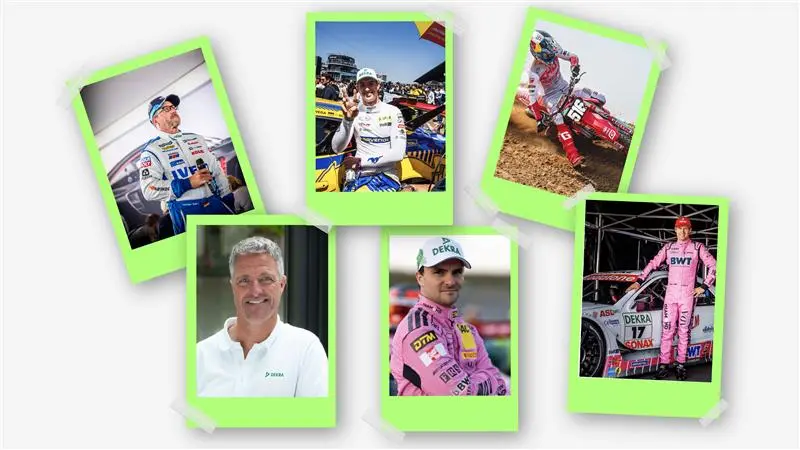 Polaroidbilder aller DEKRA Markenbotschafter aus dem Motorsport-Bereich