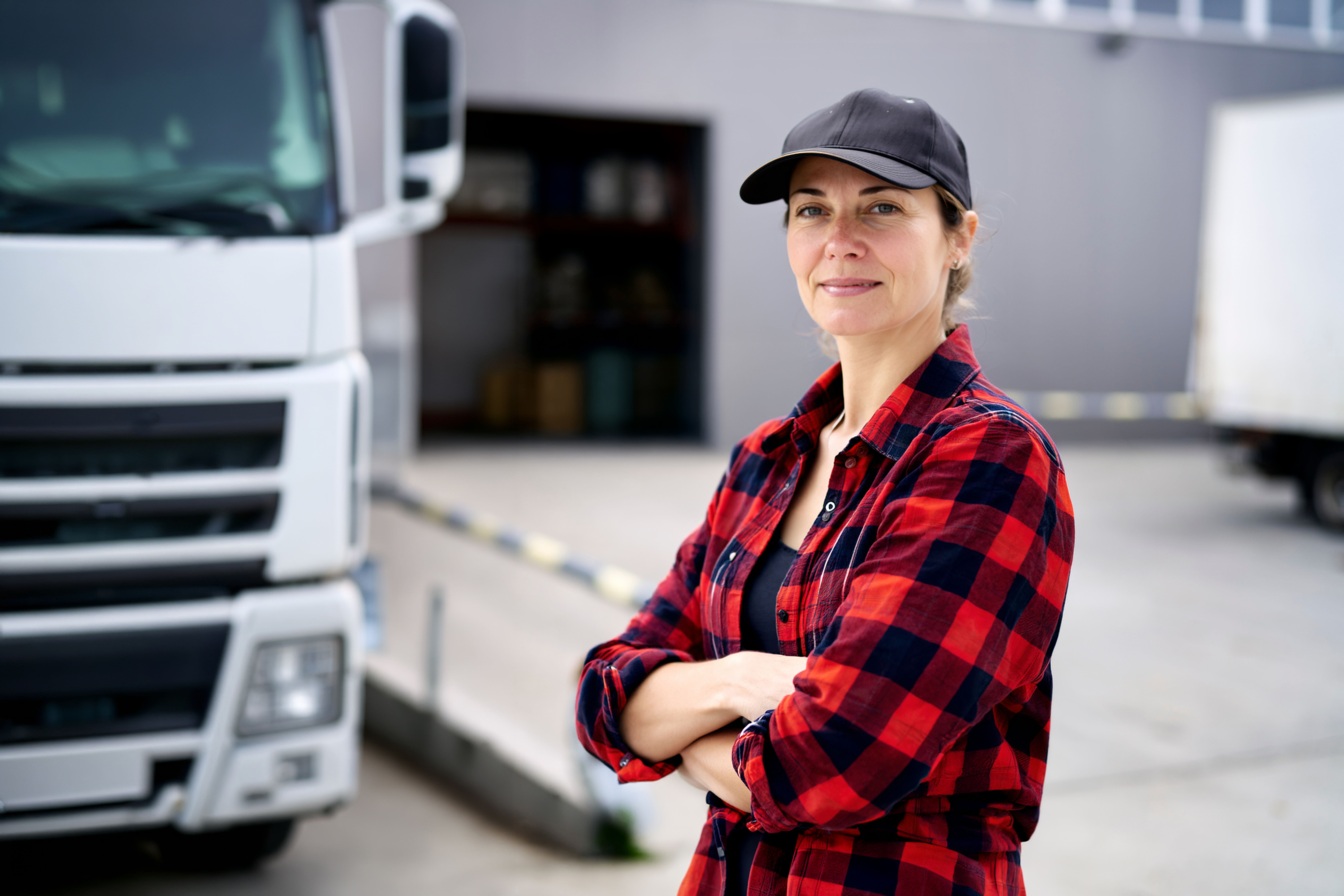 Berufskraftfahrer: gesucht und umworben, DEKRA Lkw Fahrerin mit KI erstellt Berufskraftfahrer: gesucht und umworben, DEKRA Lkw Fahrerin mit KI erstellt