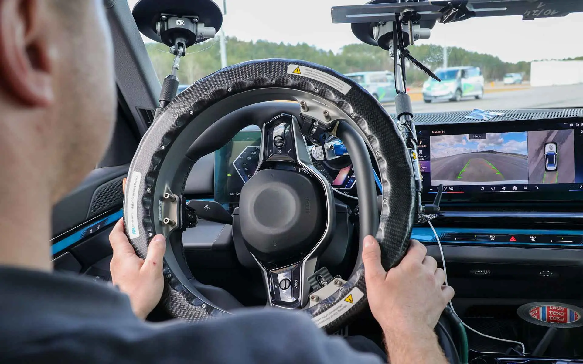 Test vehicle at the Lausitzring during an ADAS project to investigate modern driver assistance system