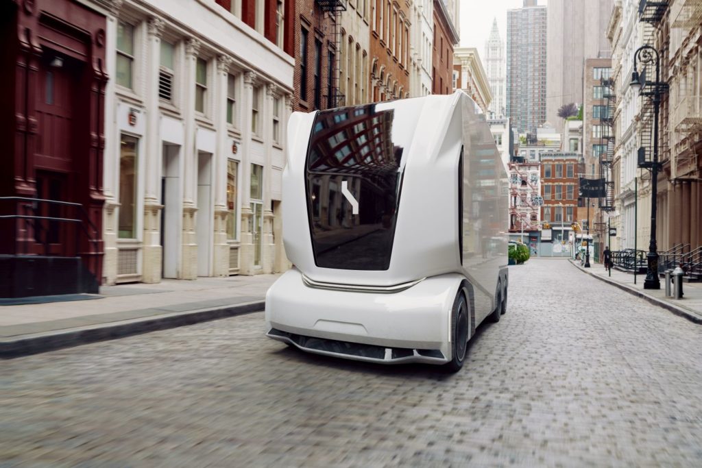  automated cabless trucks (pods) to transport goods, Einride