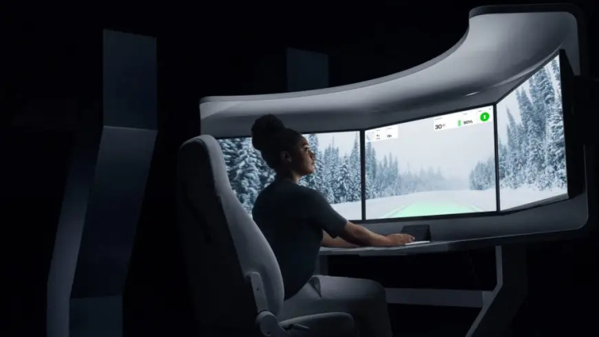 The teledriver’s core task is to monitor and assist the trucks in carrying out their transports. Photo: Einride