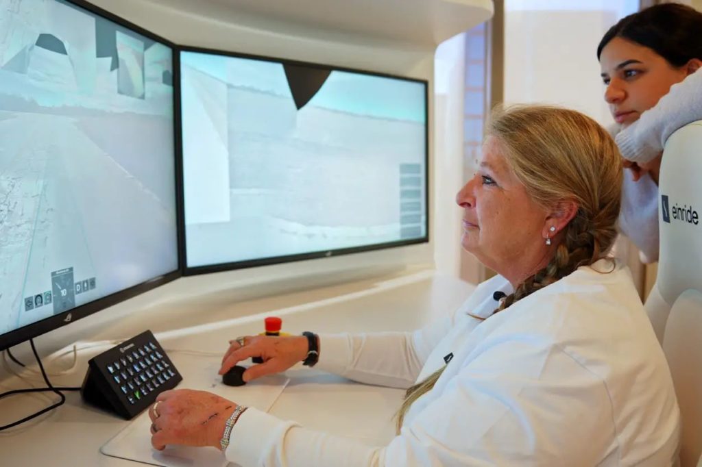 Ex-trucker Tiffany Heathcott is Einride's first official teledriver. Photo: Einride
