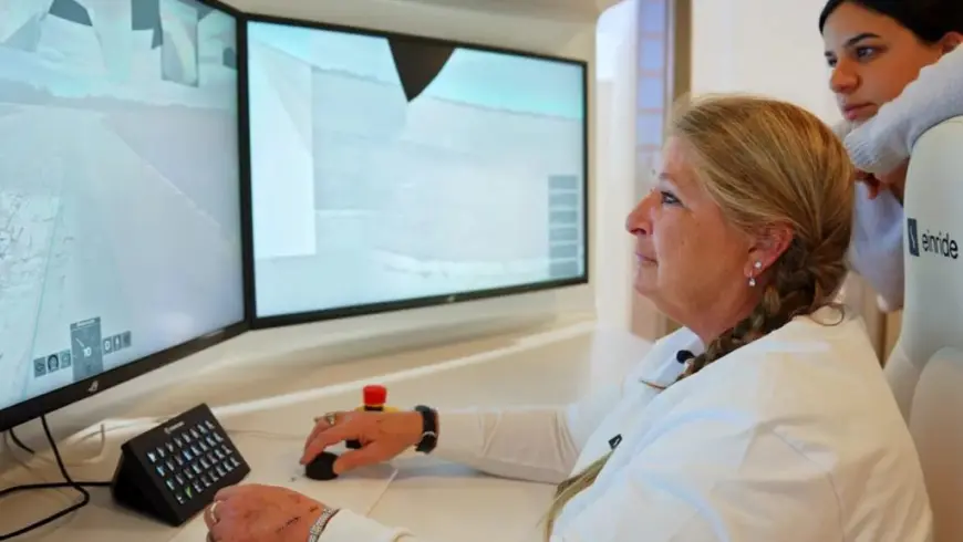 Ex-trucker Tiffany Heathcott is Einride's first official teledriver. Photo: Einride
