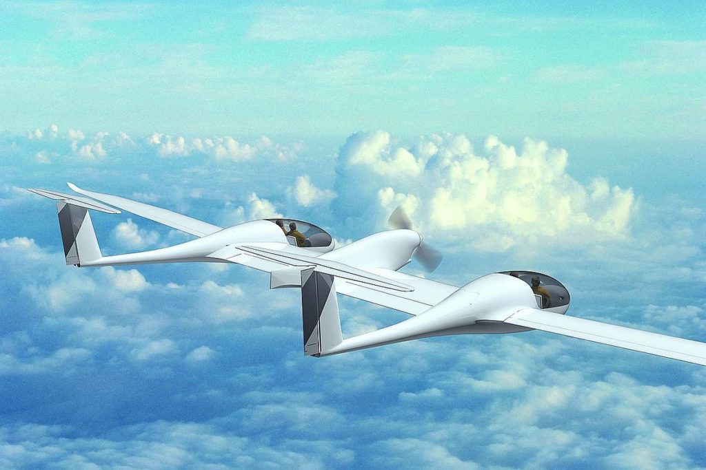 The HY4 hydrogen aircraft has a double fuselage and a wingspan of around 21 meters. 
