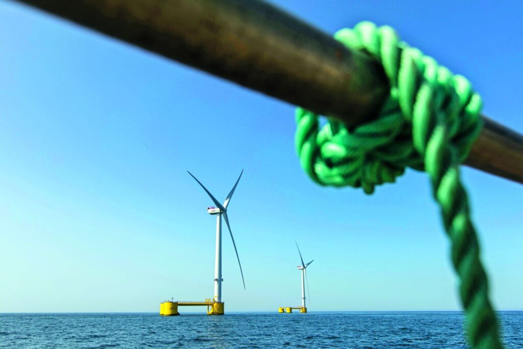 Wind turbines of offshore wind farms use the steady winds blowing over the sea to generate electricity.