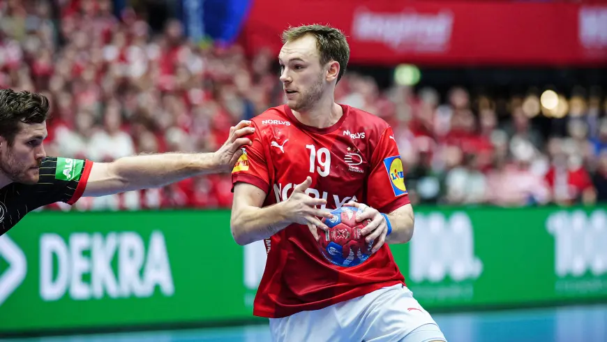 Handball players during a match