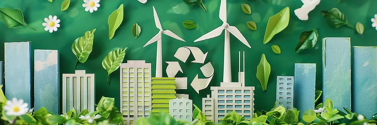 World with houses and plants