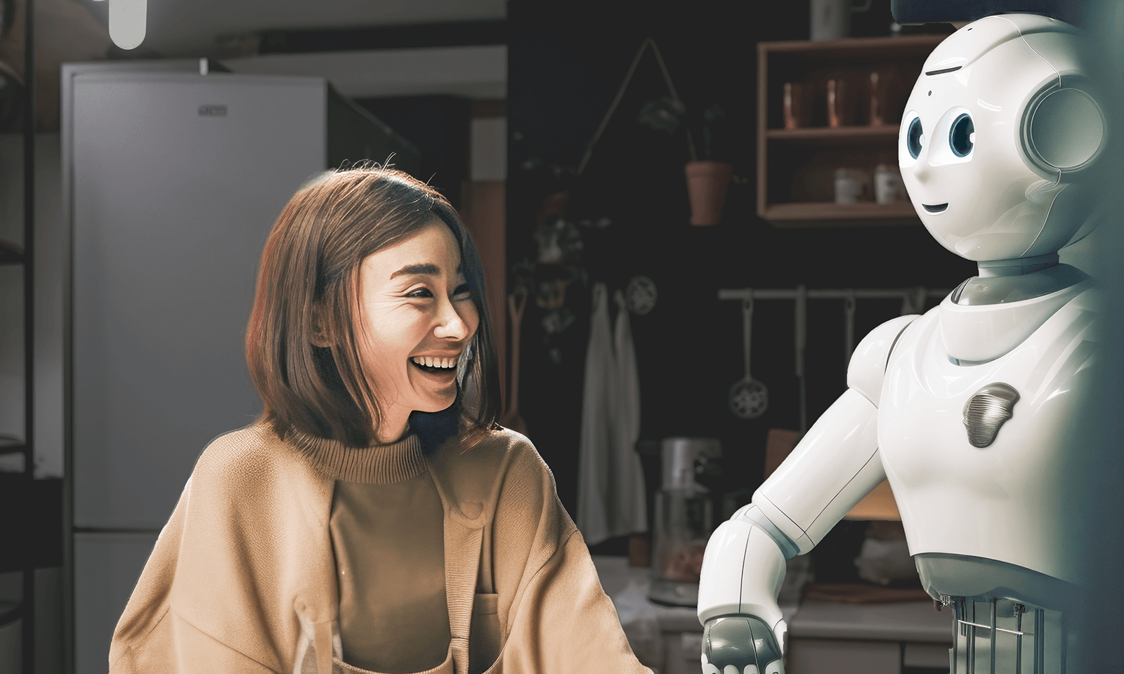 Woman with robot
