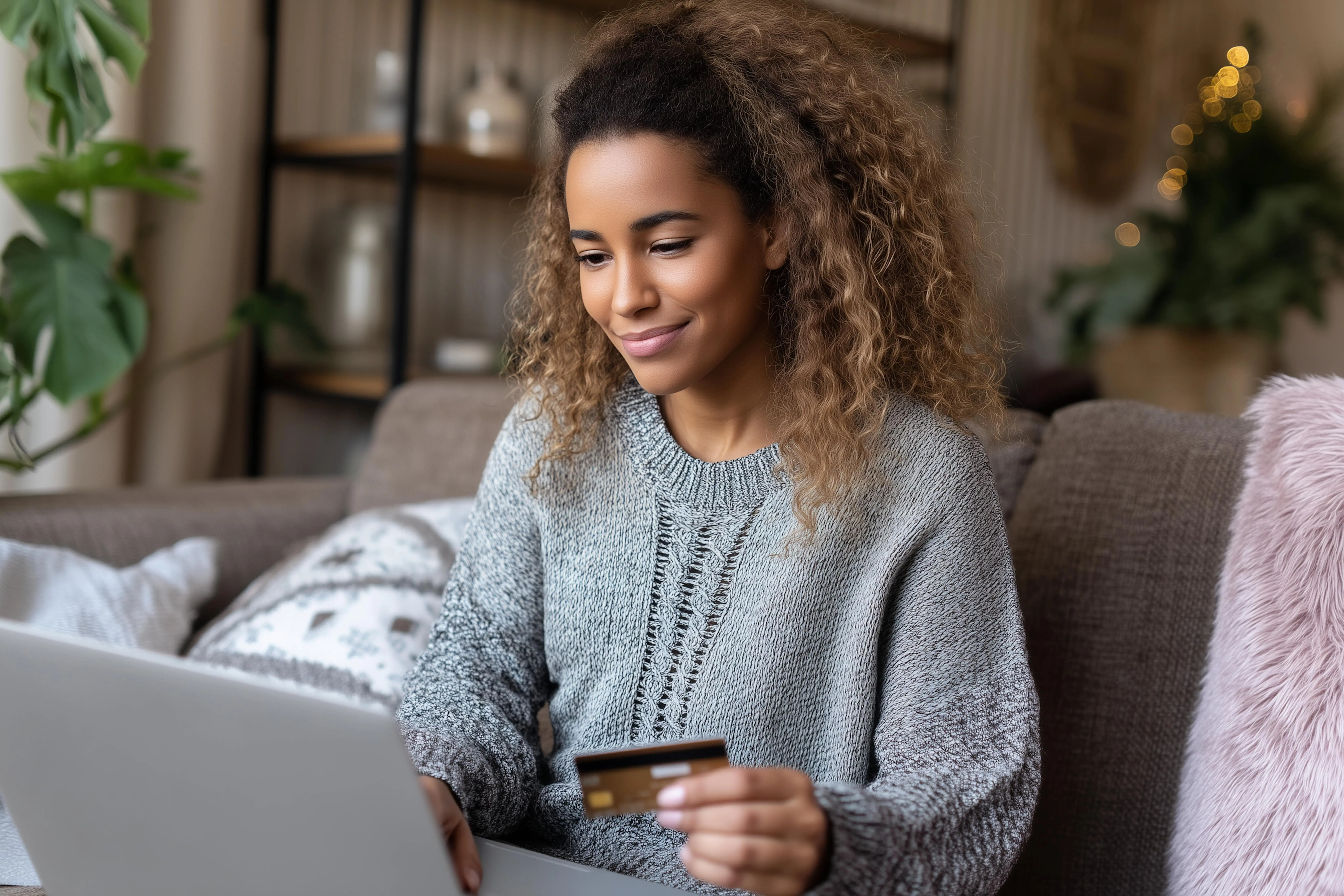 Image of a woman infront of a laptop