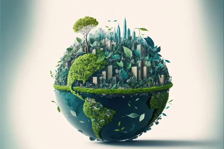 Globe with plants and trees