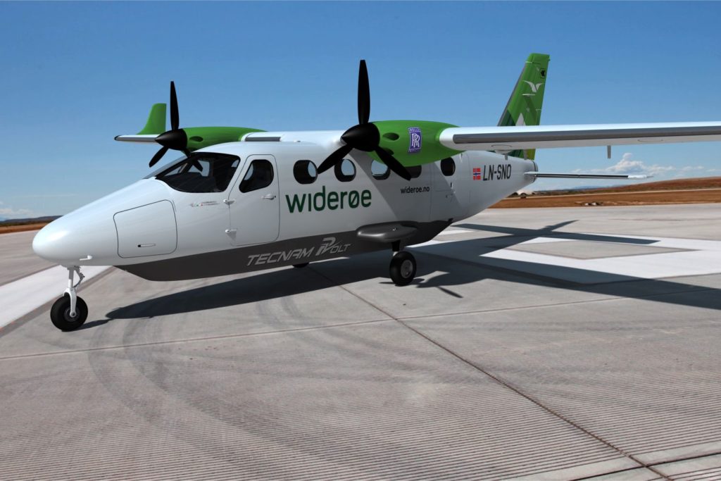 The “P-Volt” test aircraft is based on eleven-seater Tecnam P2012 Traveller with two engines