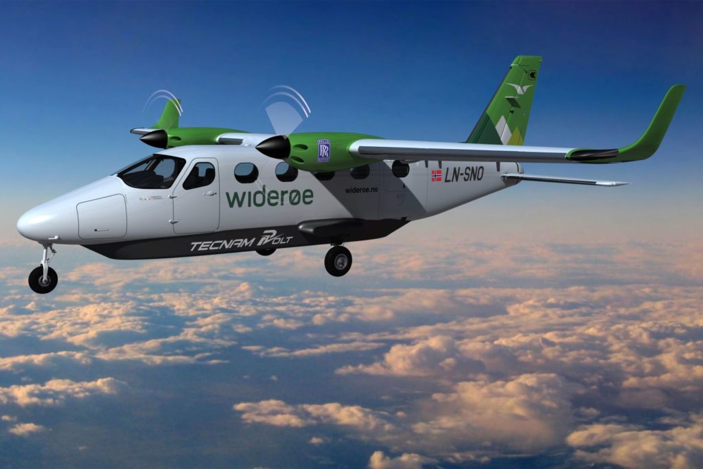 The “P-Volt” test aircraft is based on eleven-seater Tecnam P2012 Traveller with two engines
