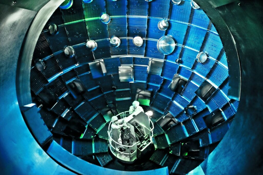 NIF researchers placed tiny amounts of the hydrogen isotopes deuterium and tritium in the center of the experimental chamber of the world’s most powerful laser facility.