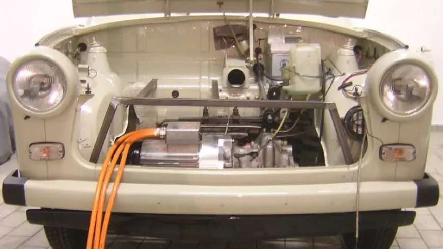 Firstly, the electric engine is installed in the Trabi