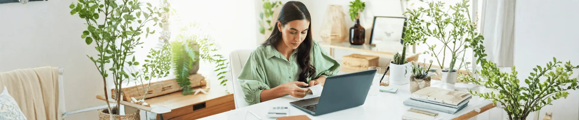 Woman sitting in front of a desk
