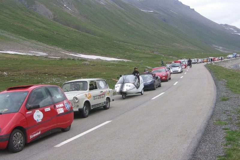 Auf der eTour legte Matthias Bähr mit seinem E-Trabi 4.500 Kilometer zurück