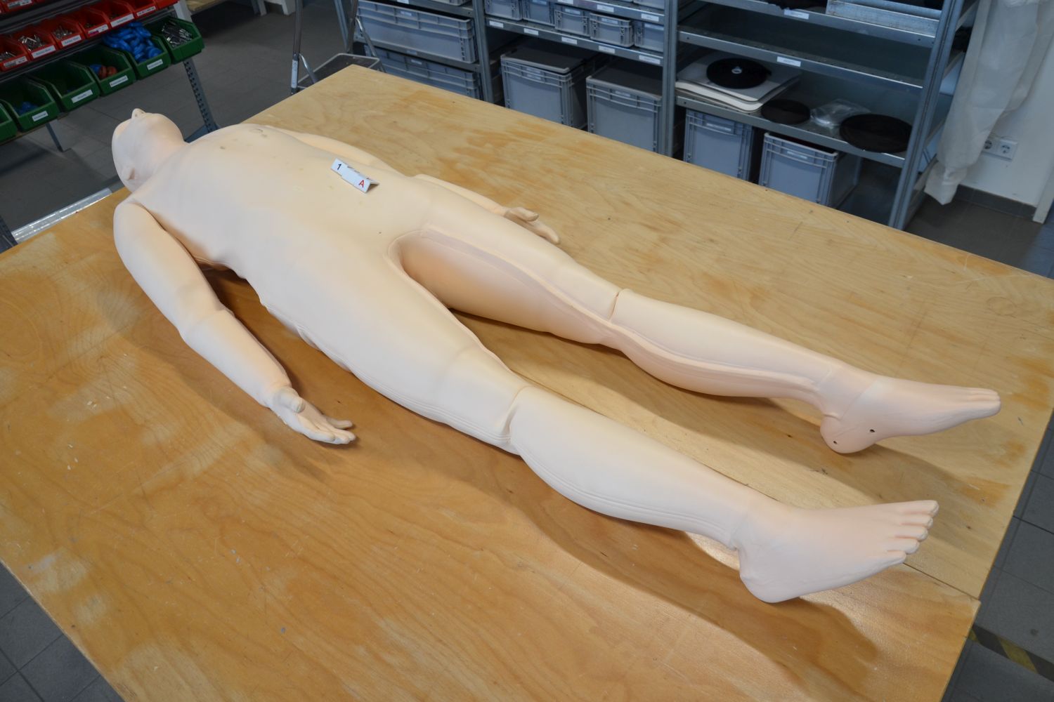 Biofidel-Dummy vor Beginn der technischen Obduktion
