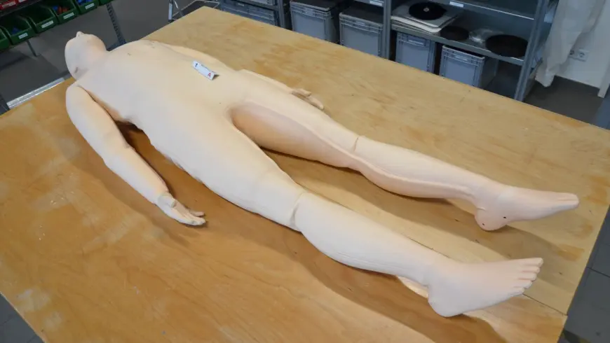 The biofidelic dummy before the start of technical autopsy