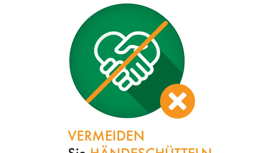 DEKRA Hygiene Hinweis VERMEIDEN Sie HÄNDESCHÜTTELN und KÖRPERKONTAKT