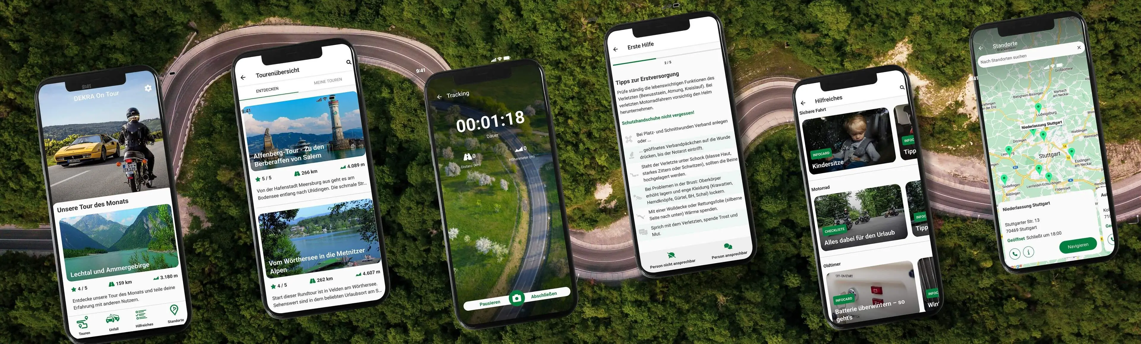 Motorrad in einer Kurve Richtung Sonnenuntergang