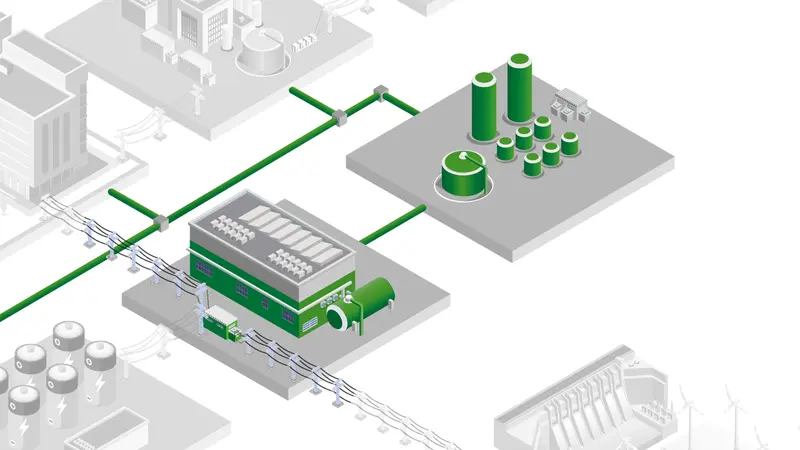 Industrielle Anlage mit Wasserstoffinfrastruktur