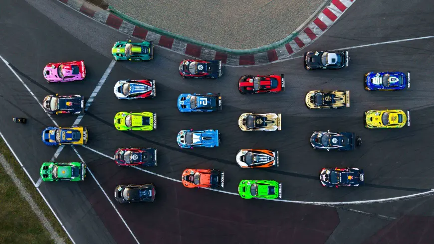 Racing cars on racing track
