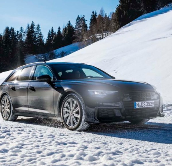 Car driving in the snow