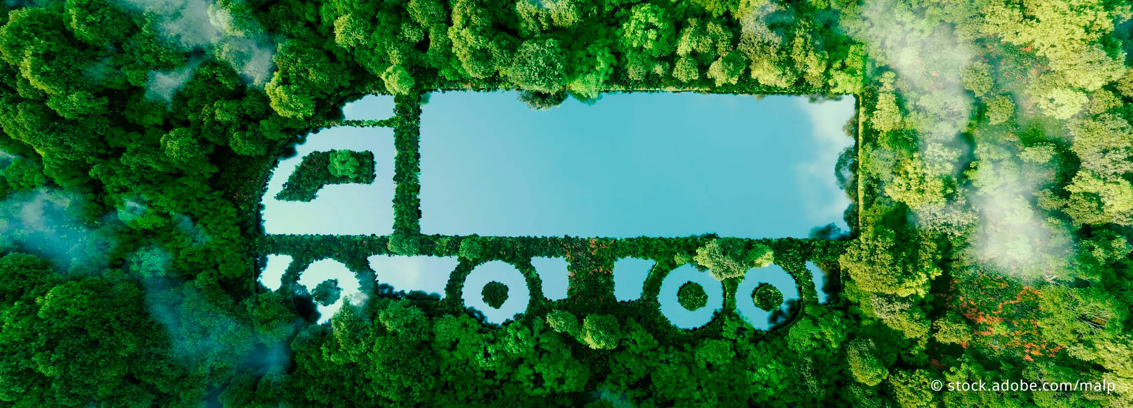 Picture of a truck surrounded by trees Picture of a truck surrounded by trees