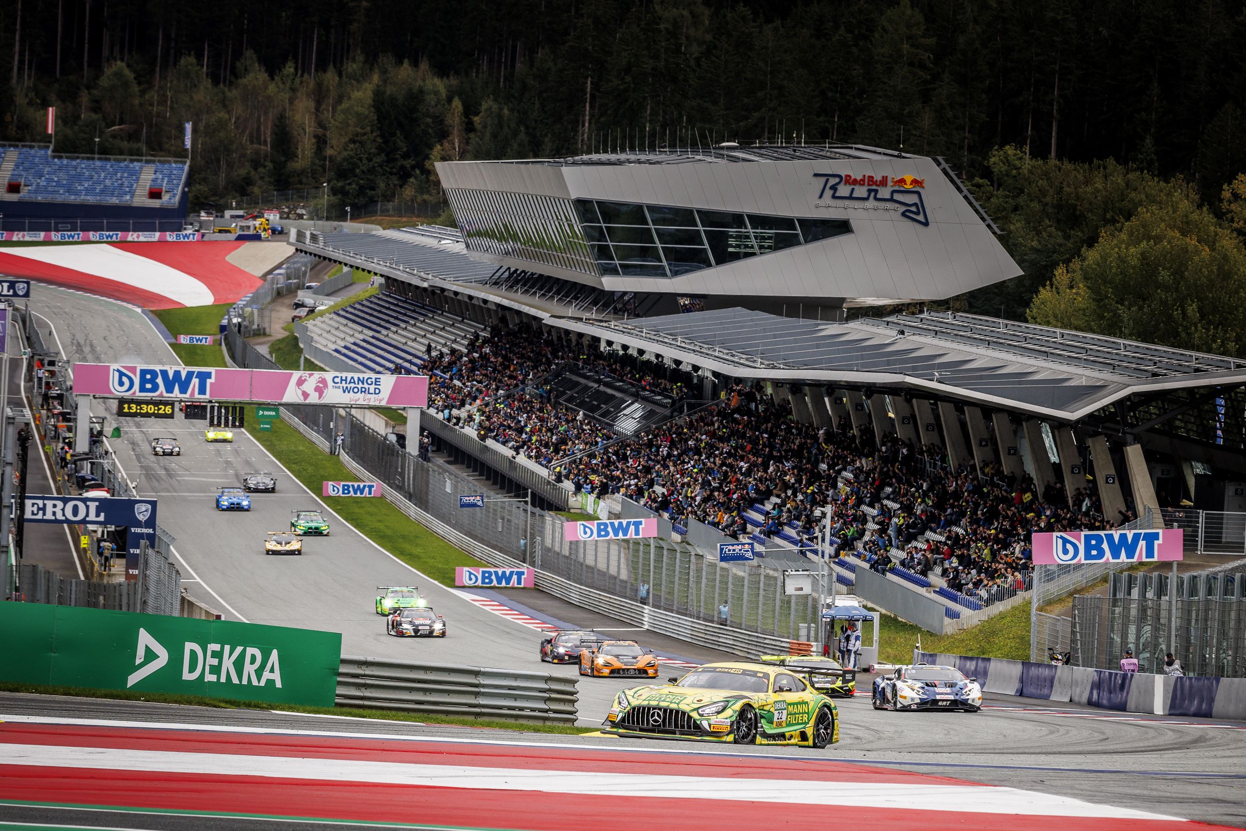 DTM race track Red Bull Ring with DEKRA perimeter advertising