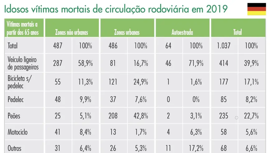Idosos vítimas mortais de circulação rodoviária em 2019