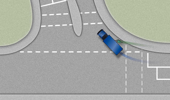 DEKRA Animation du crash - Un camion accroche une conductrice de pédélec