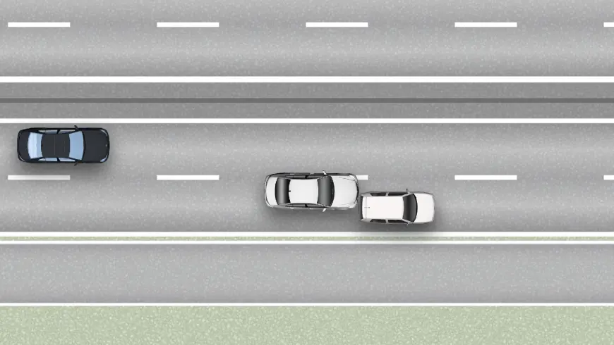 Skizze drei Pkw auf Autobahn