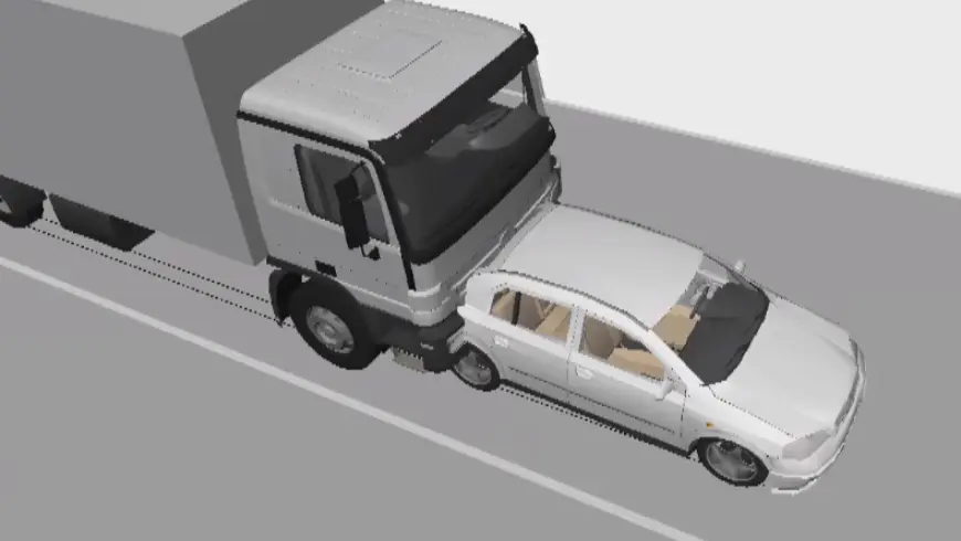 Colisión entre el camión y el automóvil