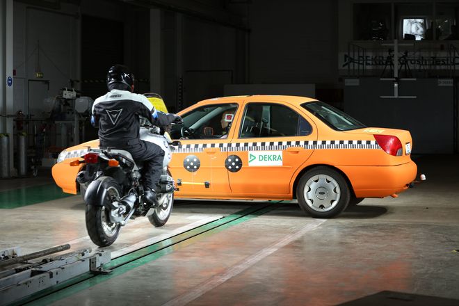 Motorcycle driving in car