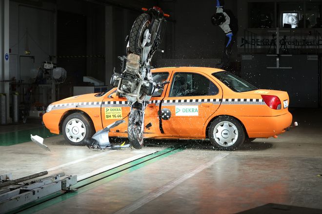 Motorcycle driving in car