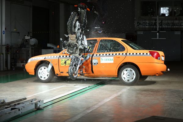 Motorcycle driving in car