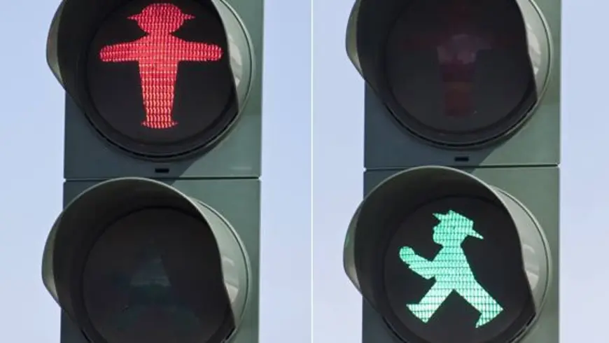 Traffic lights with red and green signal